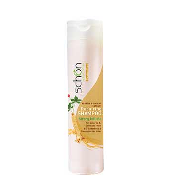 شامپو ترمیم کننده کراتین و جینسینگ 250 میلی لیتر schon keratin and ginseng shampoo