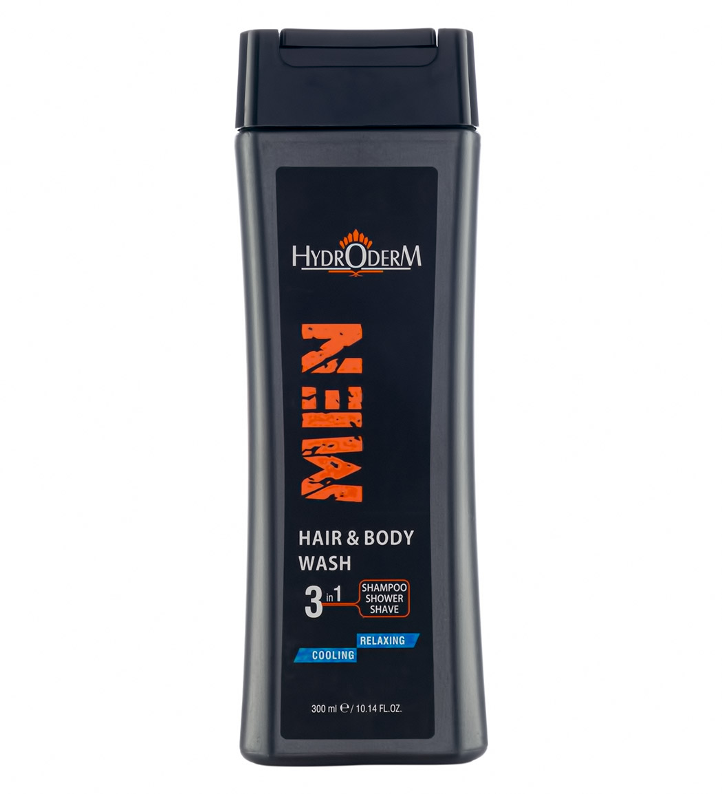 شامپو سر و بدن و اصلاح صورت آقایان با رایحه آرامش بخش 300میل Hydroderm Men 3in1 Cooling and Relaxing Hair and Body Wash 300ml