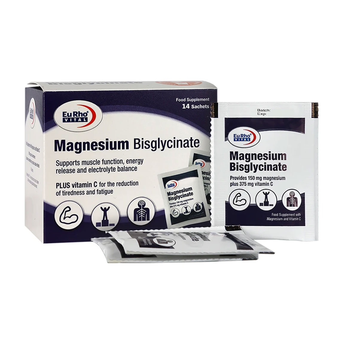 ساشه منیزیم بیس گلایسینات بسته 14 عددی Eurho Vital Magnesium Bisglycinat 14 sachets