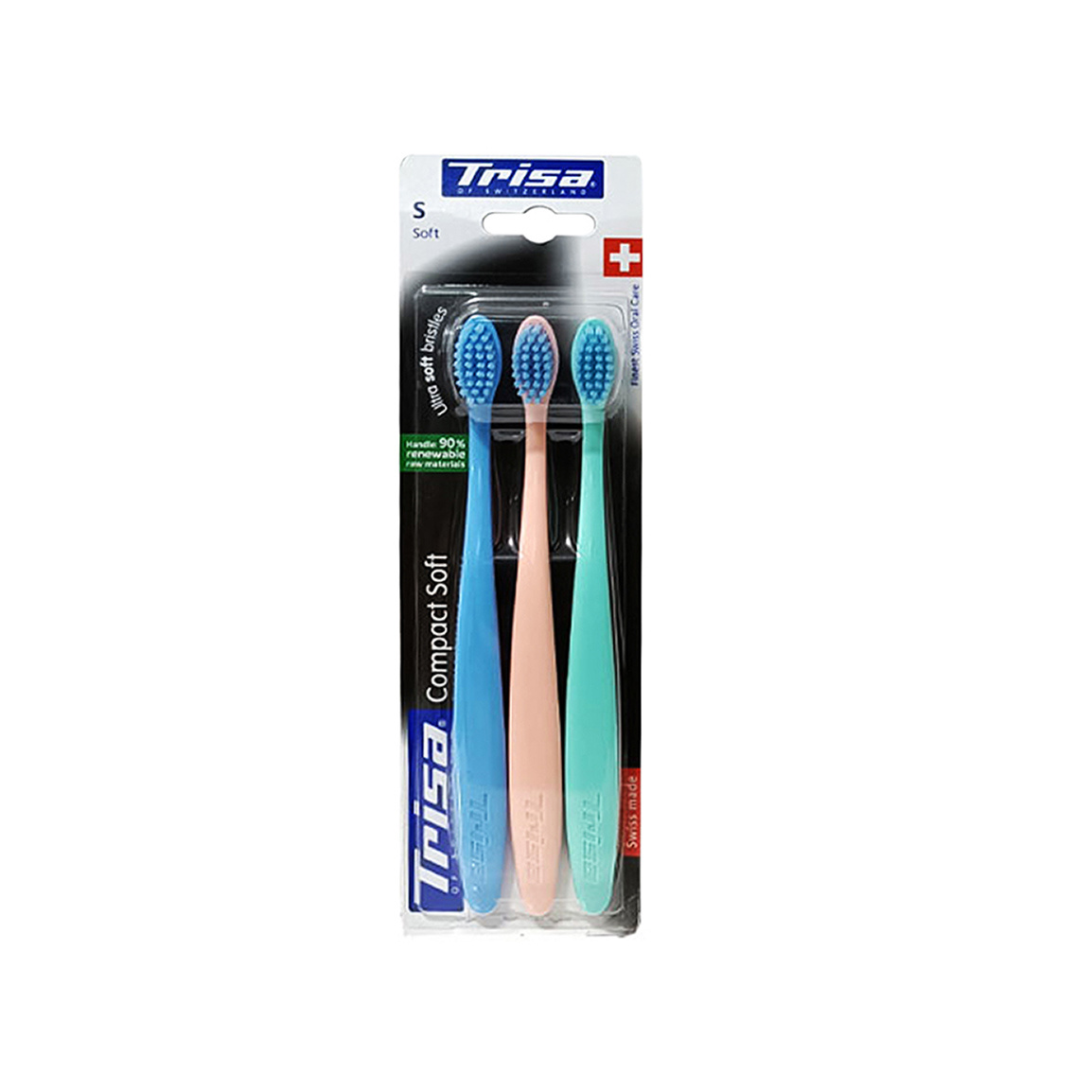 مسواک مدل Compact با برس نرم بسته 3 عددی Trisa Compact Toothbrush Soft Pack of 3