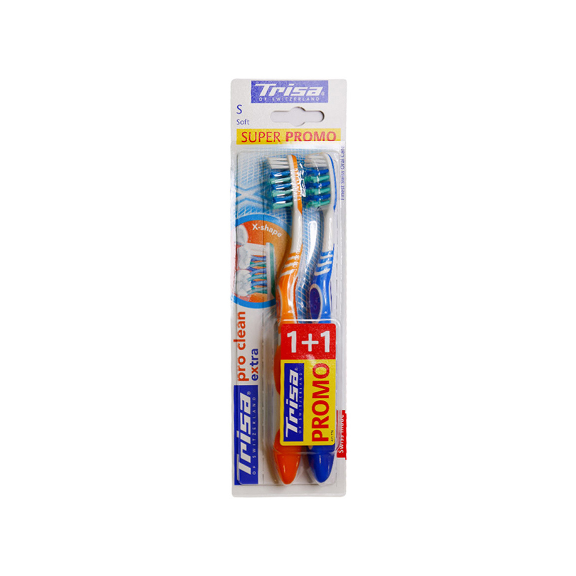 مسواک مدل Extra Pro Clean X-Shape با برس نرم بسته 2 عددی Trisa Extra Pro Clean X-Shape Toothbrush Soft Pack of 2