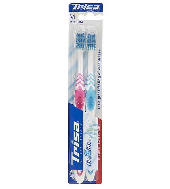 مسواک فلکسیبل با  برس  متوسط 2 عددی ارسال با رنگ رندوم Trisa flexible medium Toothbrush