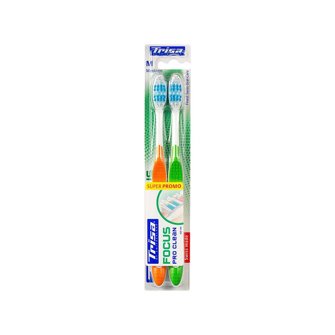 مسواک مدل Focus Pro Clean با برس متوسط بسته 2 عددی Trisa Focus Pro Clean Toothbrush Medium Pack of 2