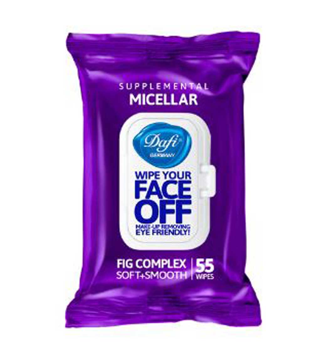 دستمال مرطوب پاک کننده آرایش مدل میسلار بسته 55 عددی Dafi Micellar Wet Wips 55pcs