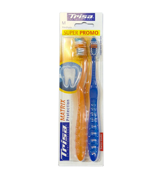 مسواک ماتریکس پروتکشن متوسط دو تایی ارسال با رنگ رندوم Trisa Matrix Protection Medium Toothbrush