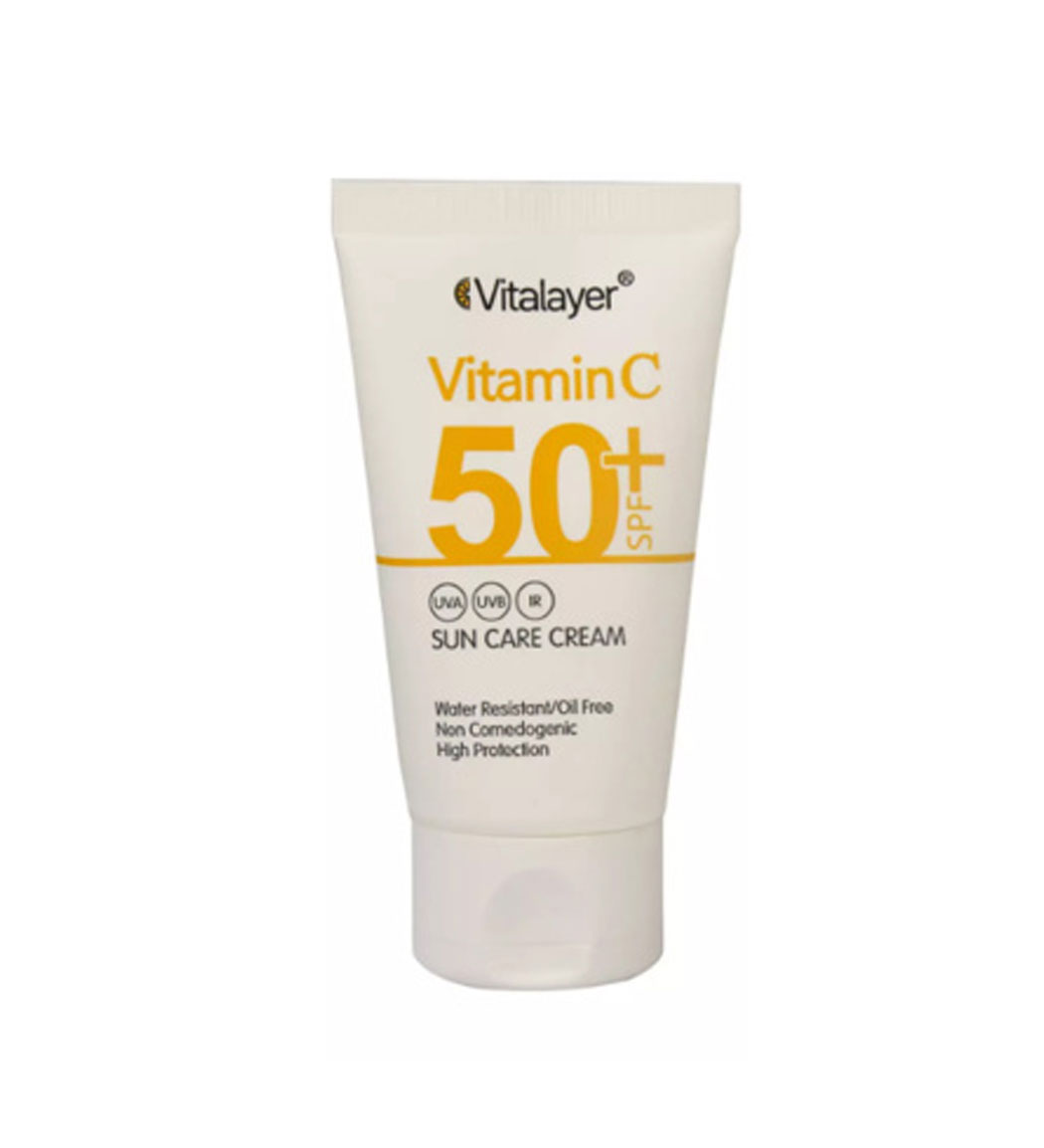 کرم ضد آفتاب بی رنگ Spf50 حاوی ویتامین سی حجم 40میل Vitalayer Vitamin C Spf50 Sun Screen Cream
