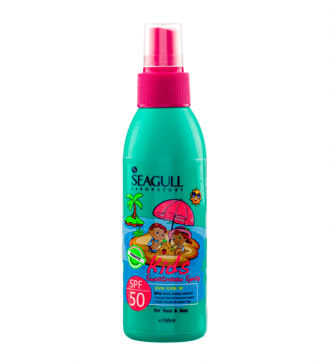 اسپری ضد آفتاب سبز کودکان 150میل seagull kids spf50 sunscreen spray