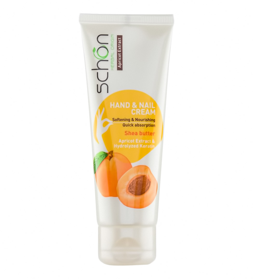 کرم دست و ناخن تیوپی زردآلو 75میل Schon Apricot Hand And Nail Cream