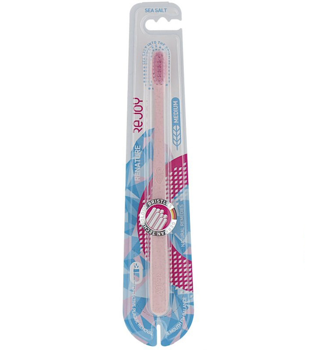 مسواک مدل Renature حاوی نمک دریا با برس متوسط Rejoy Renature Toothbrush Sea Salt Medium