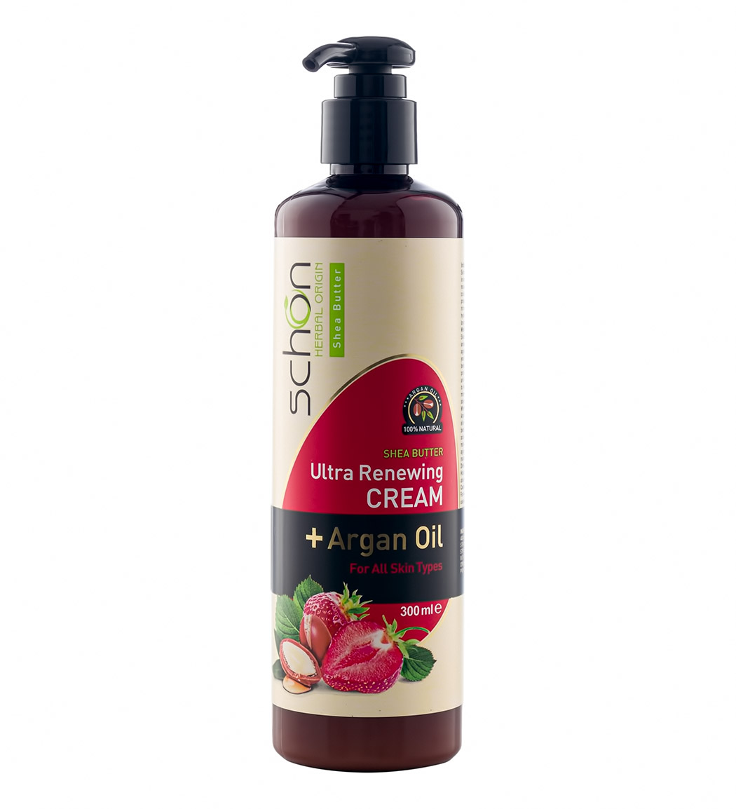 کرم مرطوب کننده پمپی توت فرنگی 300میل Schon Strawberry Moisturizing Cream 300ml