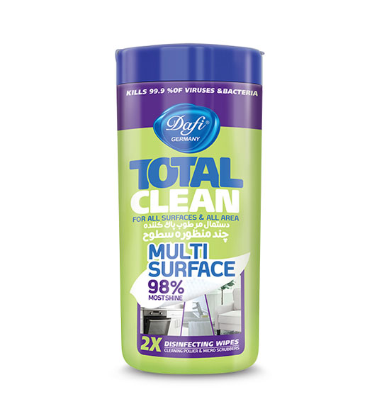 دستمال مرطوب پاک کننده چند منظوره سطوح Dafi Total Clean For All Surfaces And All Area Wipes