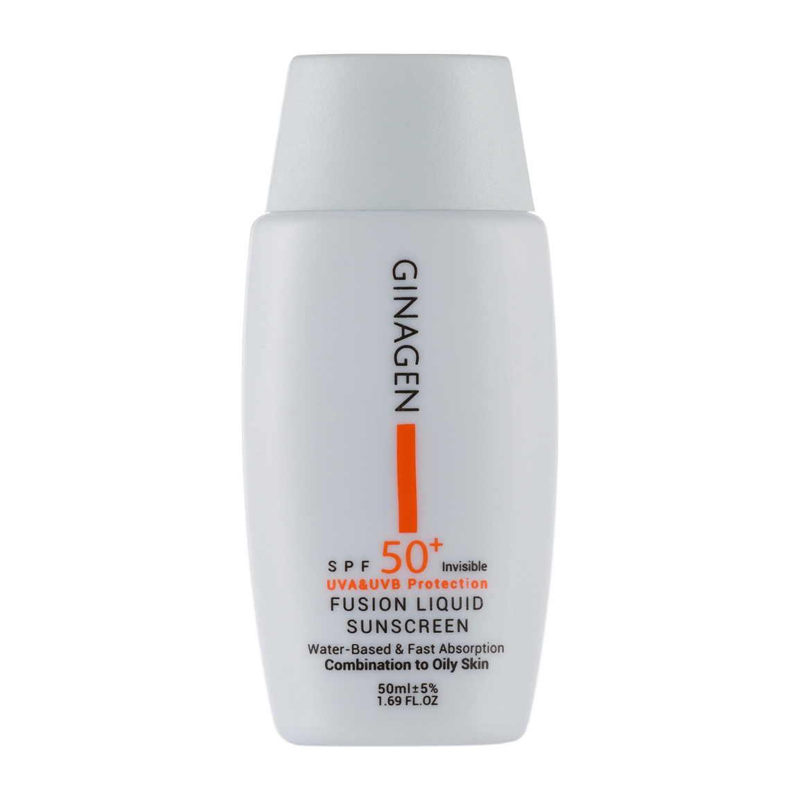 ضد آفتاب بی رنگ مدل Fusion liquid مناسب پوست چرب 50 میلی لیتر Ginagen Sun Screen For Oily Skins 50ml