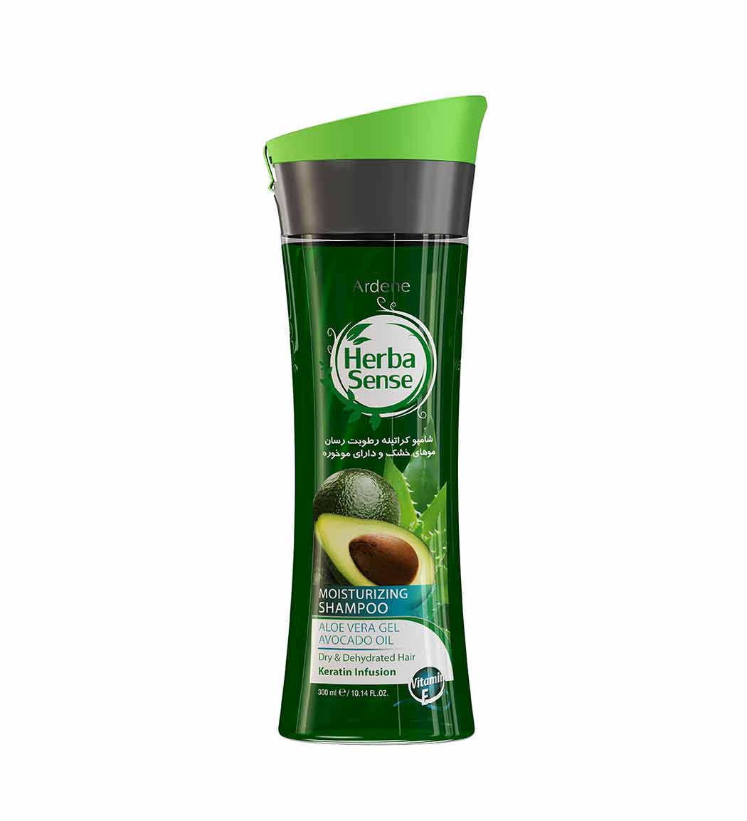 شامپو  کراتینه هرباسنس رطوبت رسان عصاره ژل آلوئه ورا و آووکادو Ardene Herba Sense Moisturizing Shampoo With Aloevera Gel And Avocado Oil 300ml