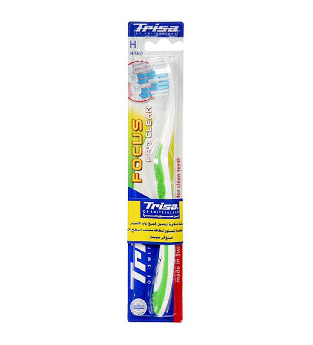 مسواک فوکوس پروکلین سخت با محافظ ارسال با رنگ رندوم Trisa Toothbrush Focus Pro Clean With Travel Cap Hard