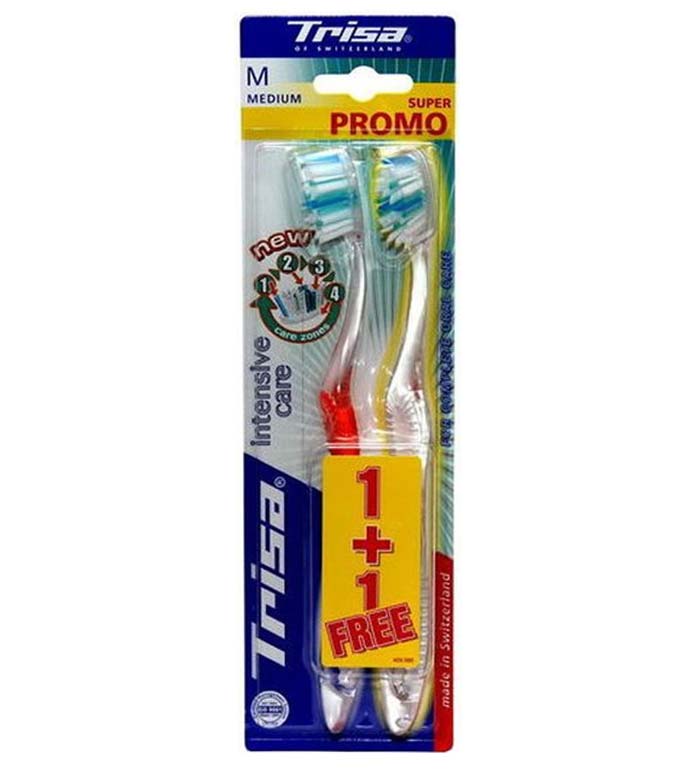مسواک اینتنسیو کر متوسط 2 عددی ارسال با رنگ رندوم trisa intensive care medium Toothbrush
