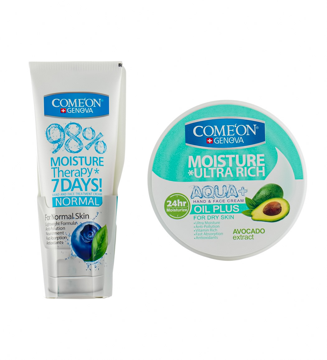 پک کرم مرطوب کننده پوست معمولی 75 میل به همراه کرم مرطوب کننده پوست خشک  240 میل Comeon Moisturizing Oil Plus 240ml And Normal Cream 75ml