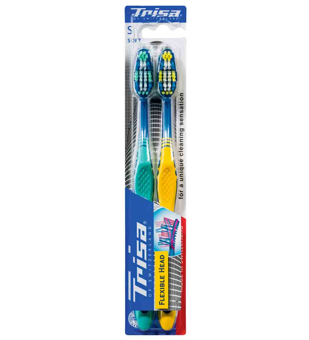 مسواک فلکسیبل هد نرم 2عددی ارسال با رنگ رندوم Trisa Flexible Head Soft Tooth Brush Pack Of 2