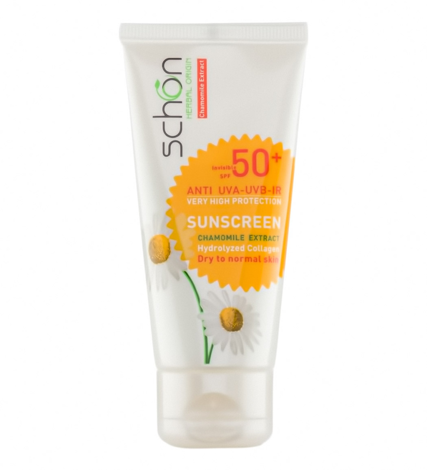 ضد آفتاب بدون رنگ اس پی اف 50 مناسب پوست های خشک تا نرمال 50میل Schon Sunscreen