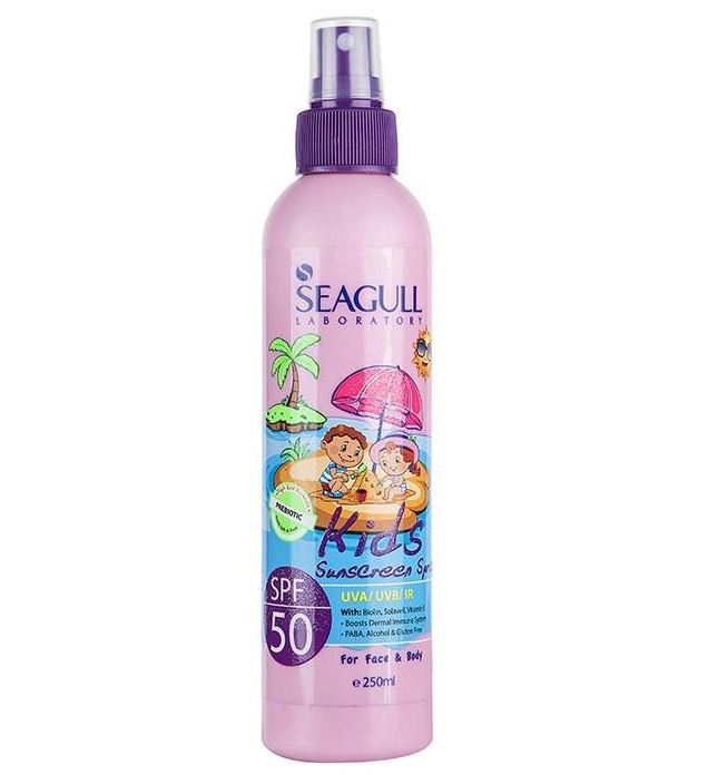 اسپری ضد آفتاب صورتی کودکان 250میل seagull kids spf50 sunscreen spray