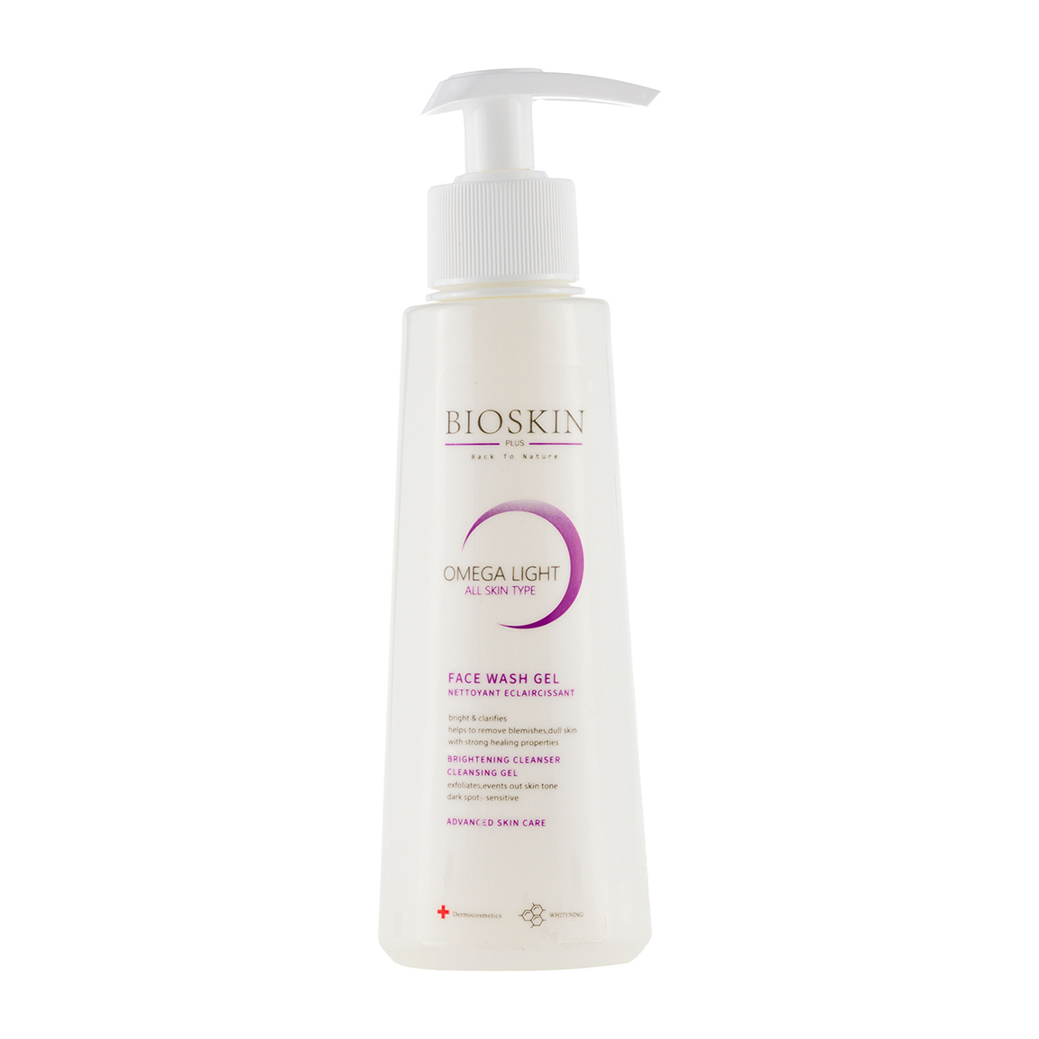 ژل شستشوی صورت روشن کننده و ضد لک 200 میل Bio Skin Omega Light Face Wash Gel For All Skin Type 200 ml