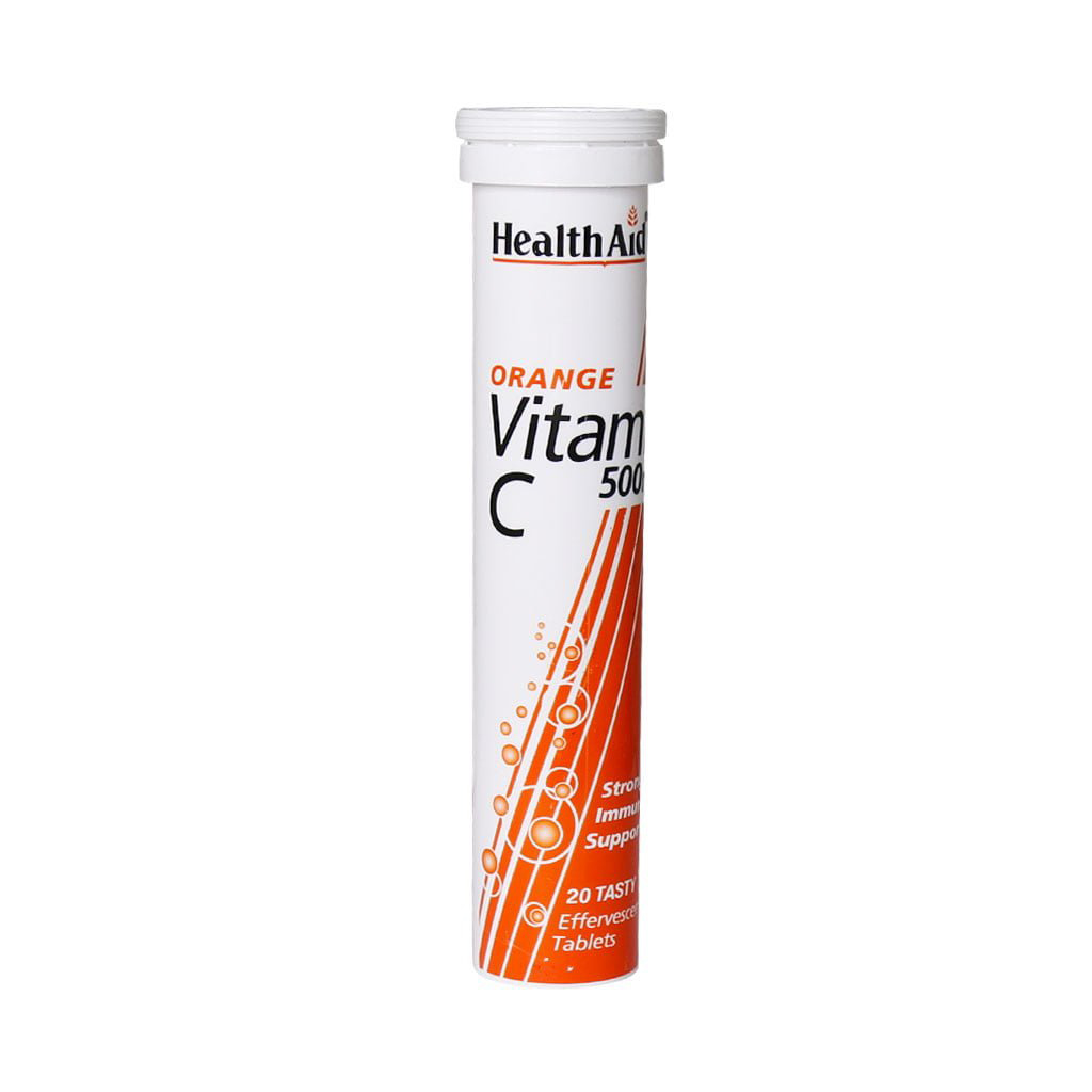 قرص جوشان ویتامین C 500 بسته 20 عددی health aid vitamin C 500mg 20 Effervescent Tablets