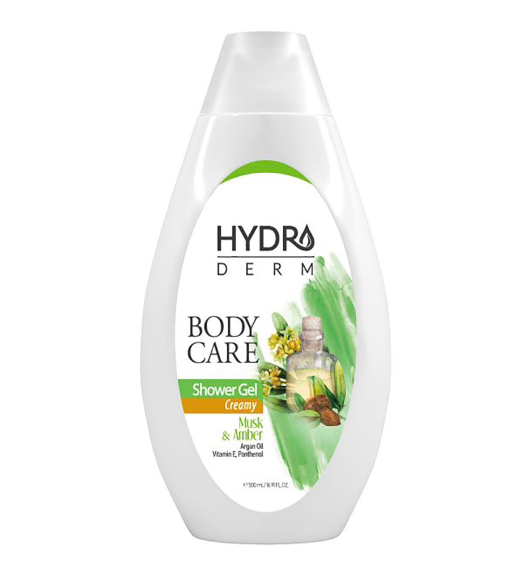 شامپو بدن کرمی با رایحه مشک و عنبر حجم 500 میل Hydroderm Creamy Body Wash Musk And Amber 500 ml