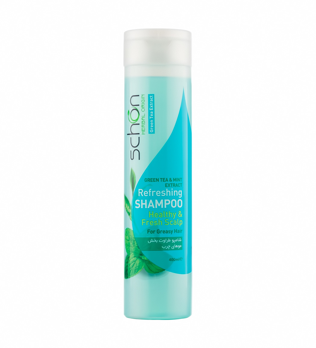 شامپو طراوت بخش چای سبز و نعناع 400میل Schon Green Tea And Mint Shampoo 400ml