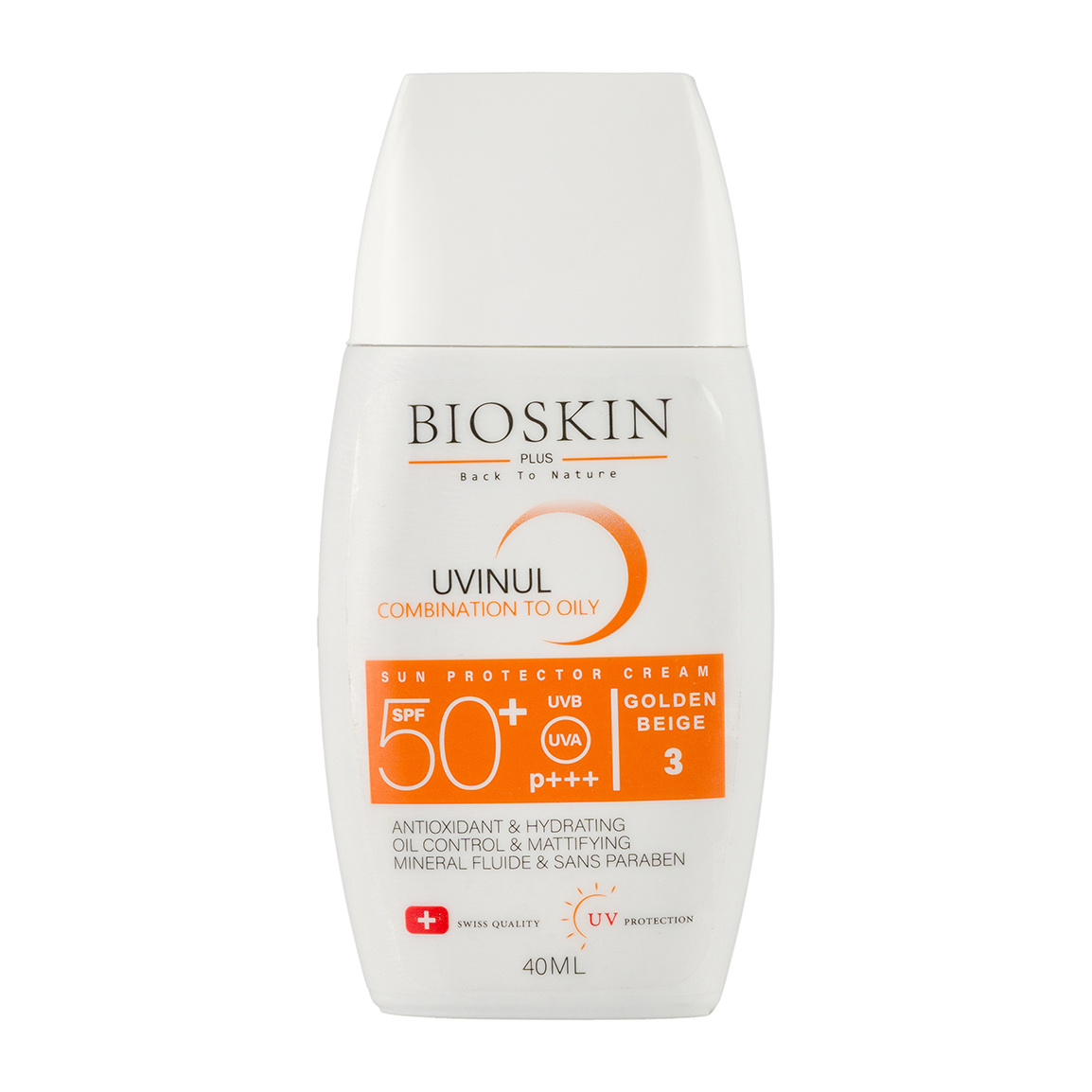 کرم ضد آفتاب فلوئید رنگی با SPF50 مناسب انواع پوست حجم 40 میلی لیتر Bio Skin Non Tinted Sunscreen Creams SPF50