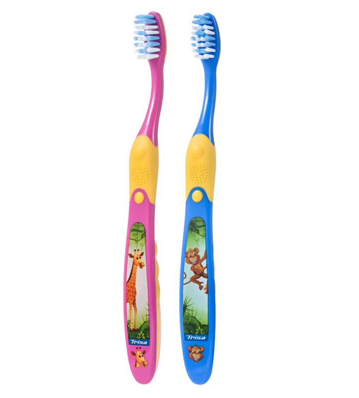 مسواک کید 2 عددی ارسال با رنگ رندوم Trisa kid Toothbrush