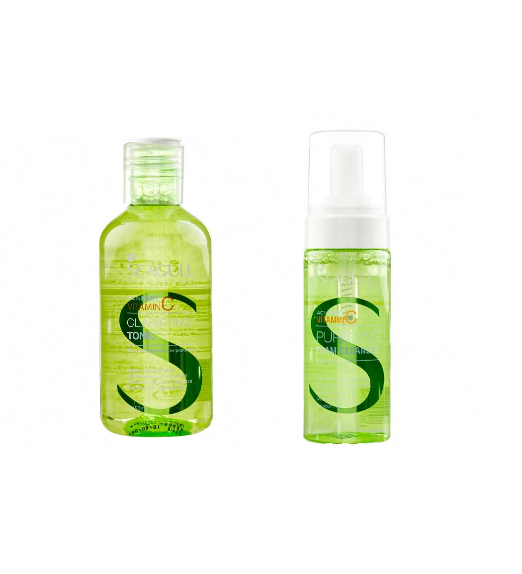 پک فوم پاک کننده ویتامین سی پوست چرب و تونیک ویتامین سی Seagull Skin Care Pack