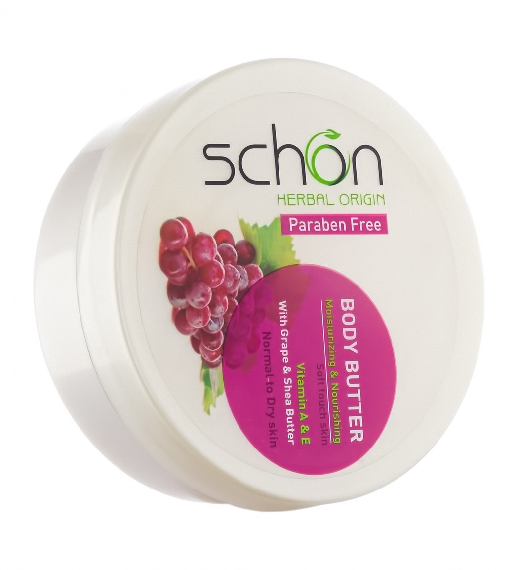 بادی باتر انگور قرمز و شی باتر 200میل Schon Grape Body Butter