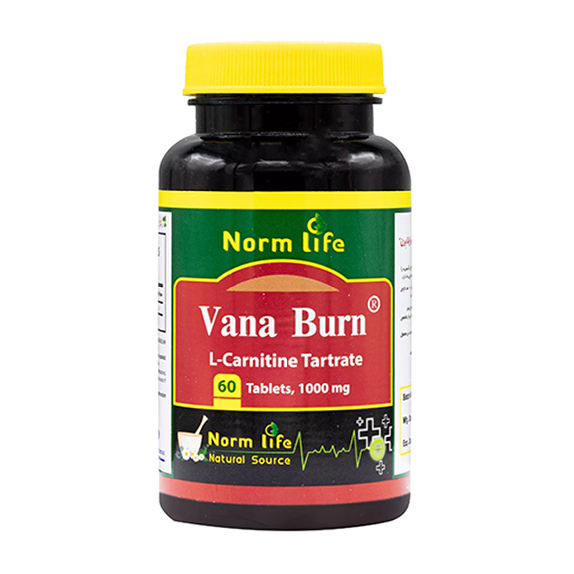قرص ال کارنیتین وانا برن 1000 میلی گرم بسته 60 عددی Norm life Vana Burn 1000 mg L carnitine 60 Tabs