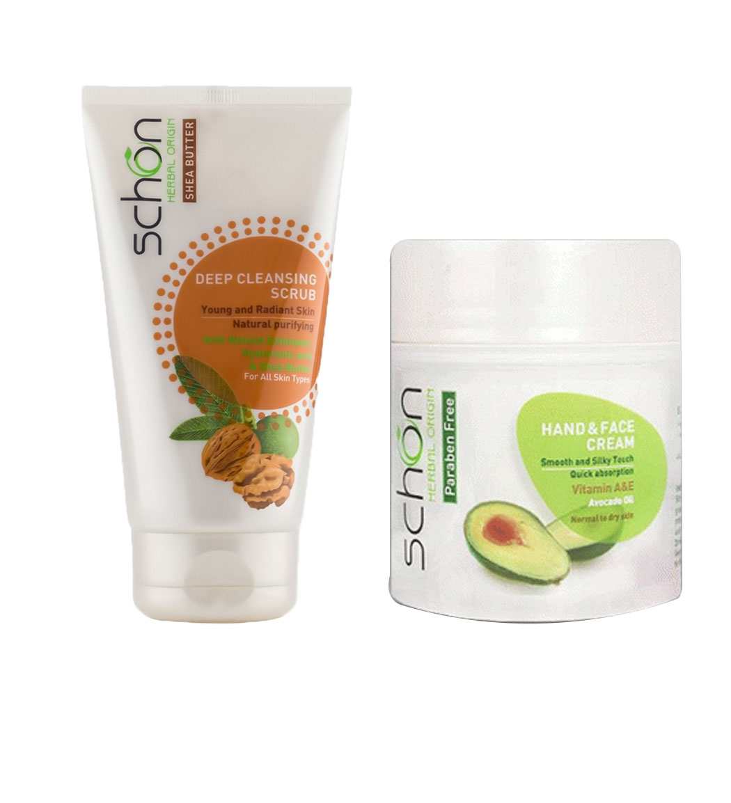 پک مراقبت پوست حاوی عصاره آووکادو و گردو Schon Skin Care 2Pcs Pack