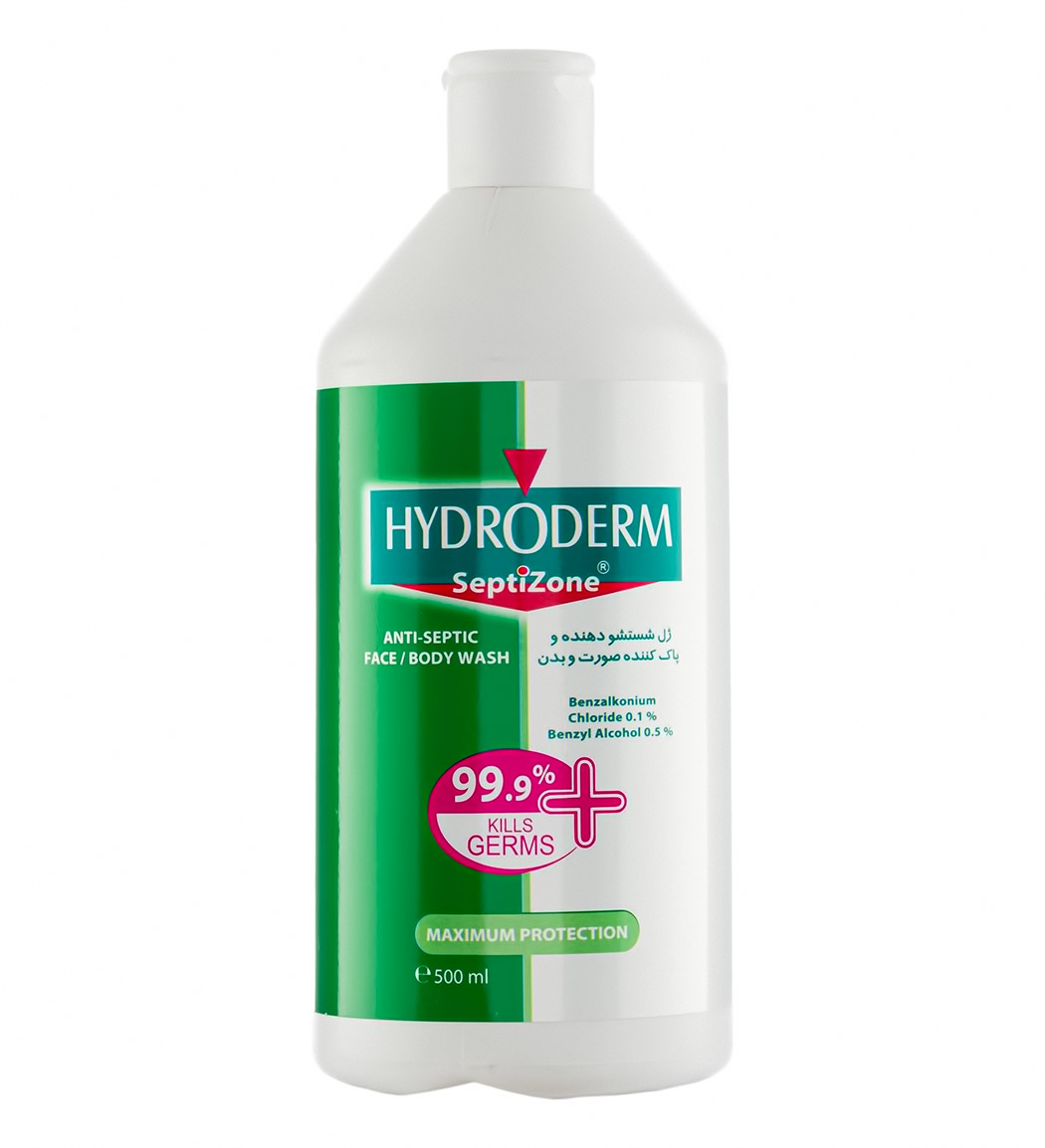 ژل شستشو دهنده و ضدعفونی کننده صورت و بدن 500میل Hydroderm Septizone Anti Septic Face And Body Wash 500ml