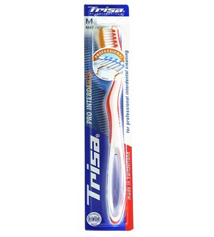 مسواک پرواینتردنتال متوسط  با محافظ ارسال با رنگ رندوم Trisa pro interdental medium Toothbrush