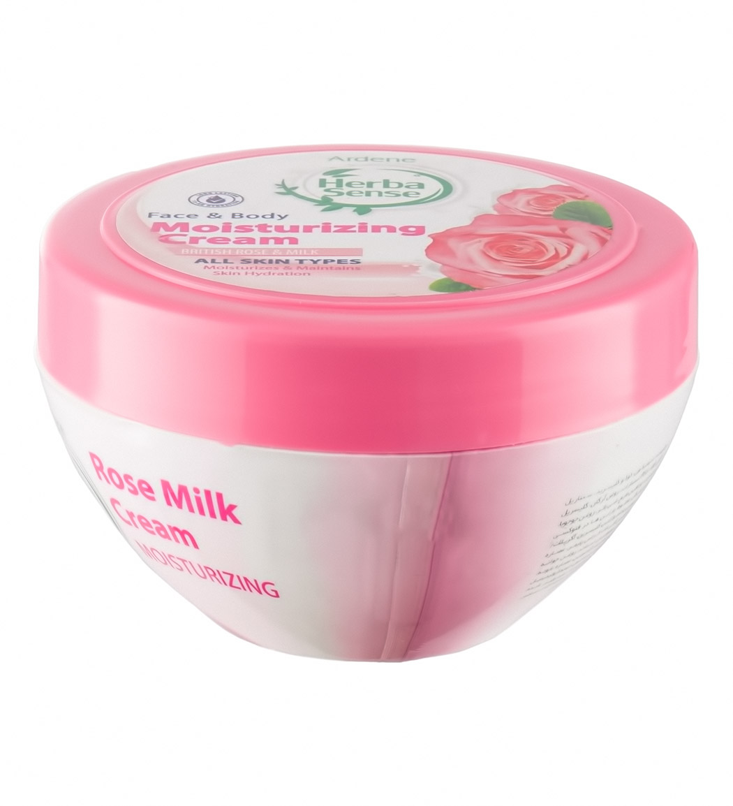 کرم مرطوب کننده صورت و بدن با رایحه رز و شیر هرباسنس 150گرم Ardene Herba Sense Moisturizing Cream British Rose And Milk 150g
