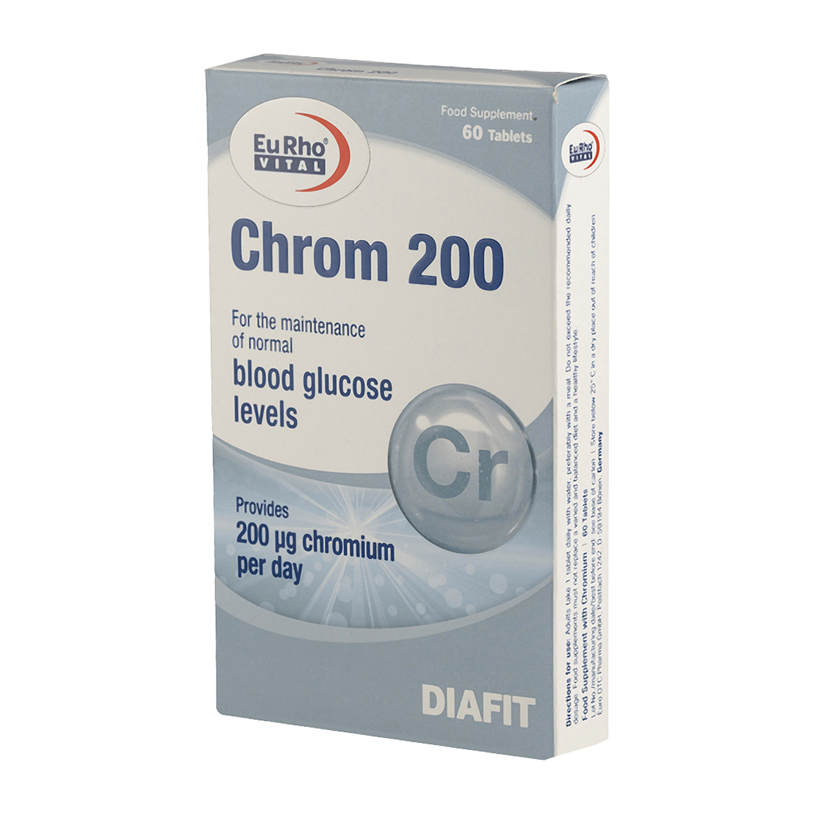 قرص کروم 200بسته 60 عددی Eurho Vital Chrom 200 mg 60 Tabs
