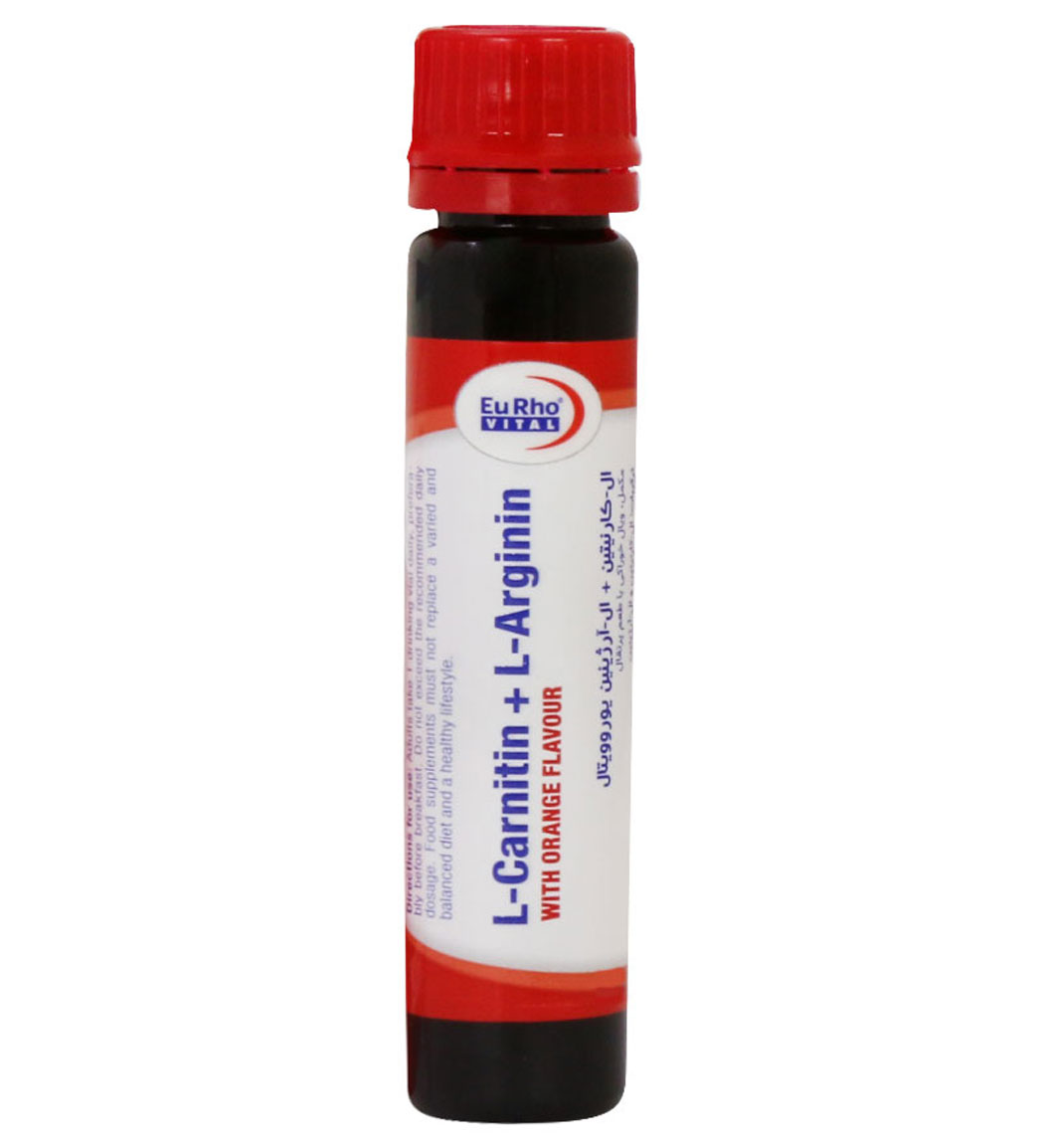 ویال خوراکی ال کارنیتین و ال آرژنین با طعم پرتقال بسته 6 عددی Eurho Vital L Carnitin And L Arginin 6 Drinking Vials