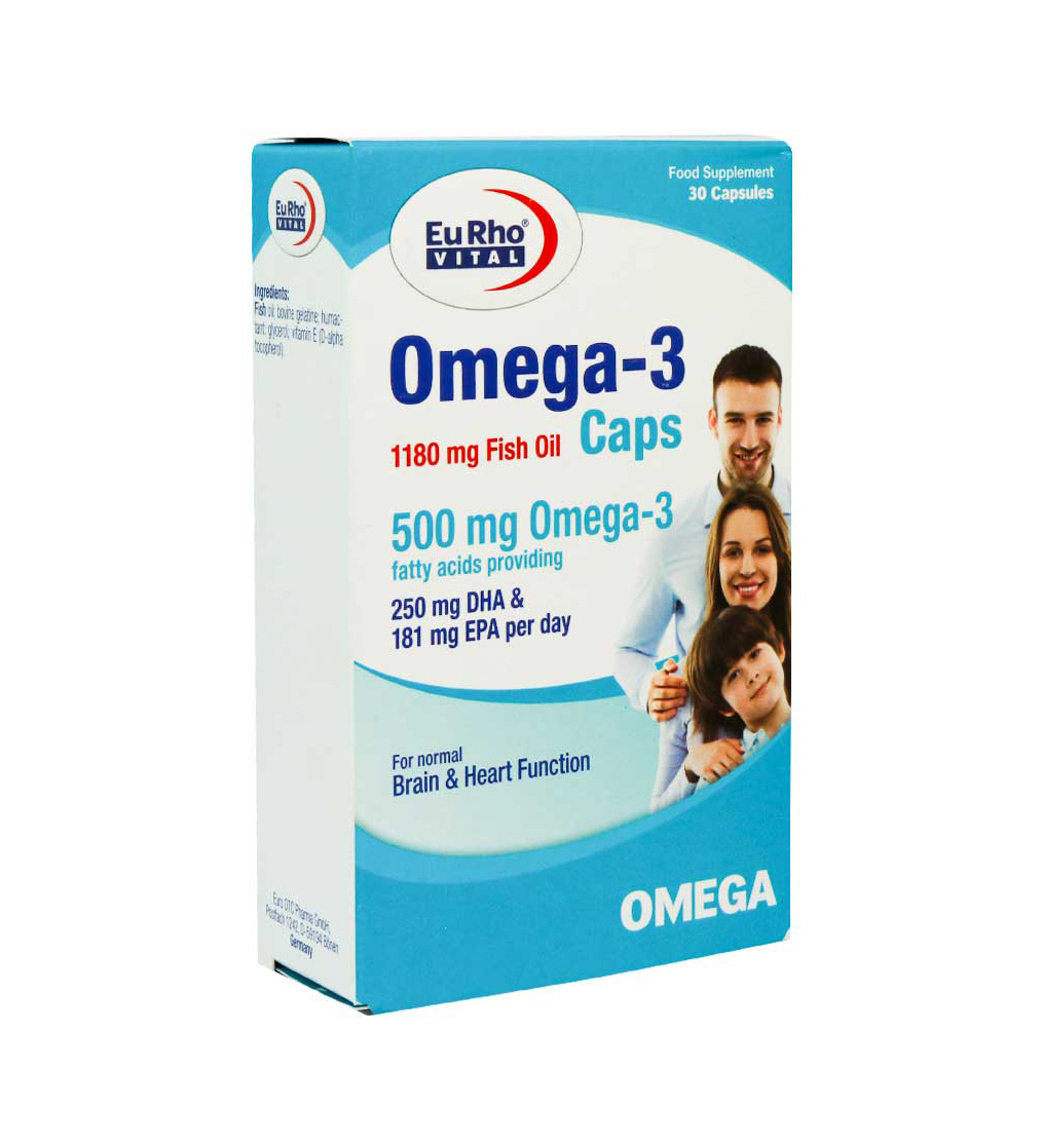 کپسول امگا 3 بسته 30 عددی Eurho Vital Omega 3 1180 mg 30 Caps