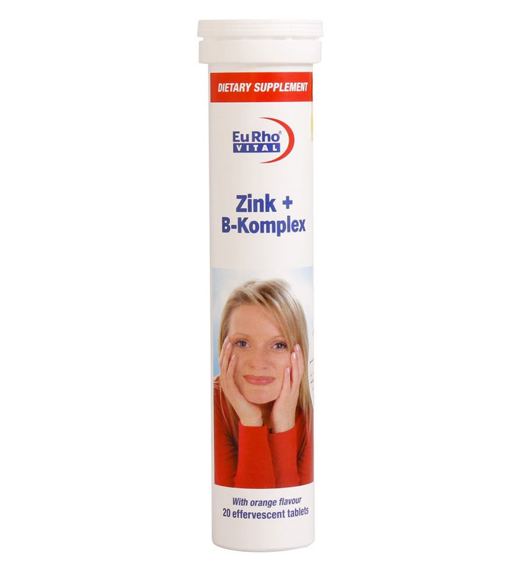 قرص جوشان زینک پلاس ب کمپلکس 20 عددی Eurho Vital Zinc And B Komplex Effervescent Tablet