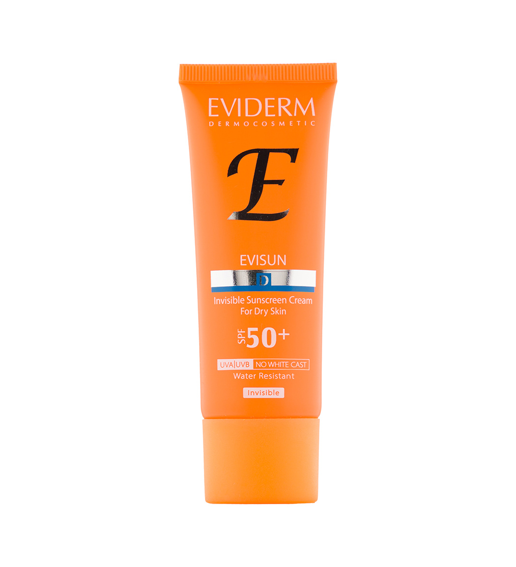 کرم ضدآفتاب بی رنگ مدل D مناسب پوست خشک حجم 40 میل Eviderm D Tinted Sunscreen Cream For Dry Skin 40 ml