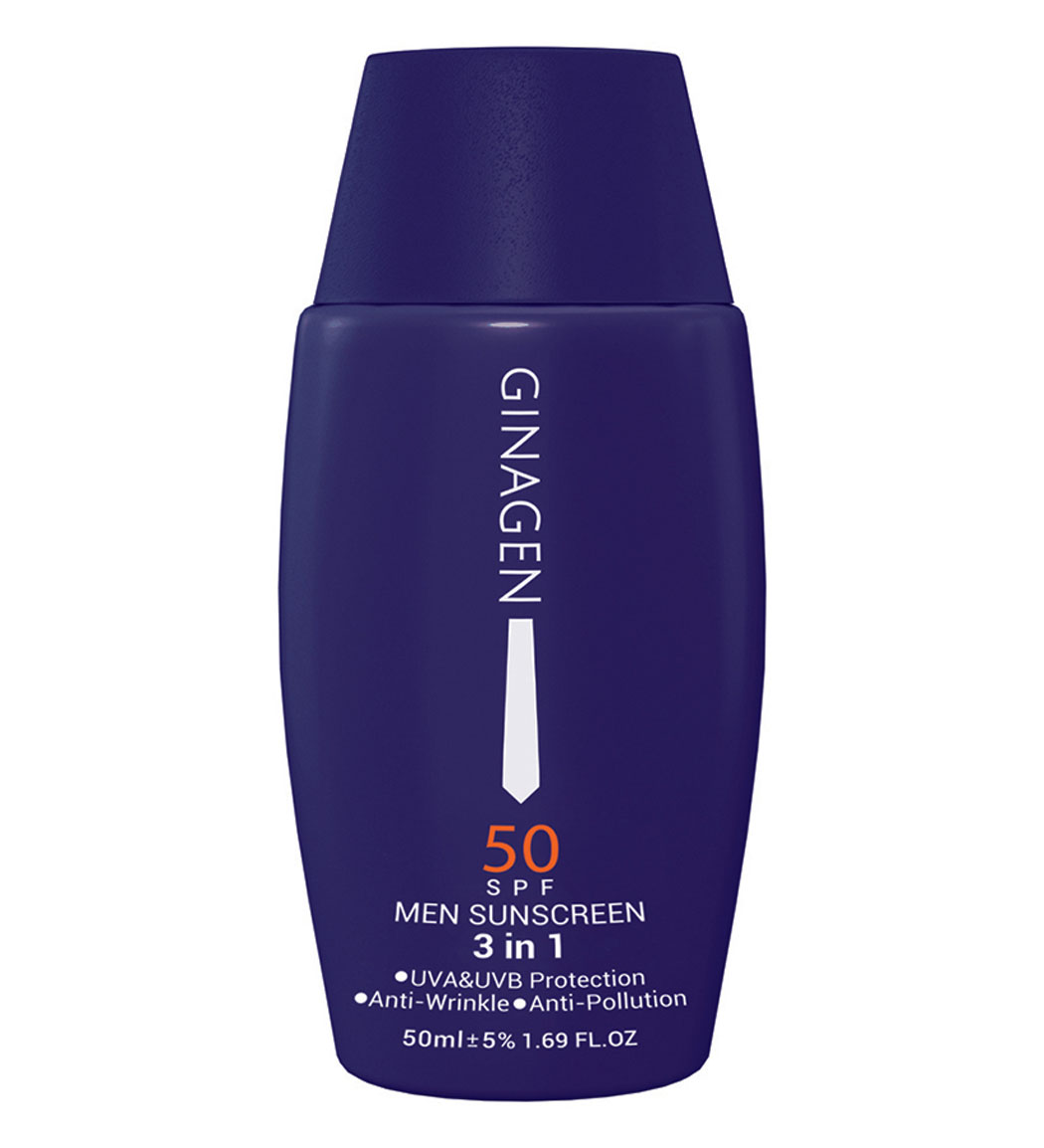 کرم ضد آفتاب مردانه مدل 3 در 1 با spf 50 حجم 50 میلی لیتر Ginagen 3 In 1 Sunscreen Spf 50 For Men 50 ml