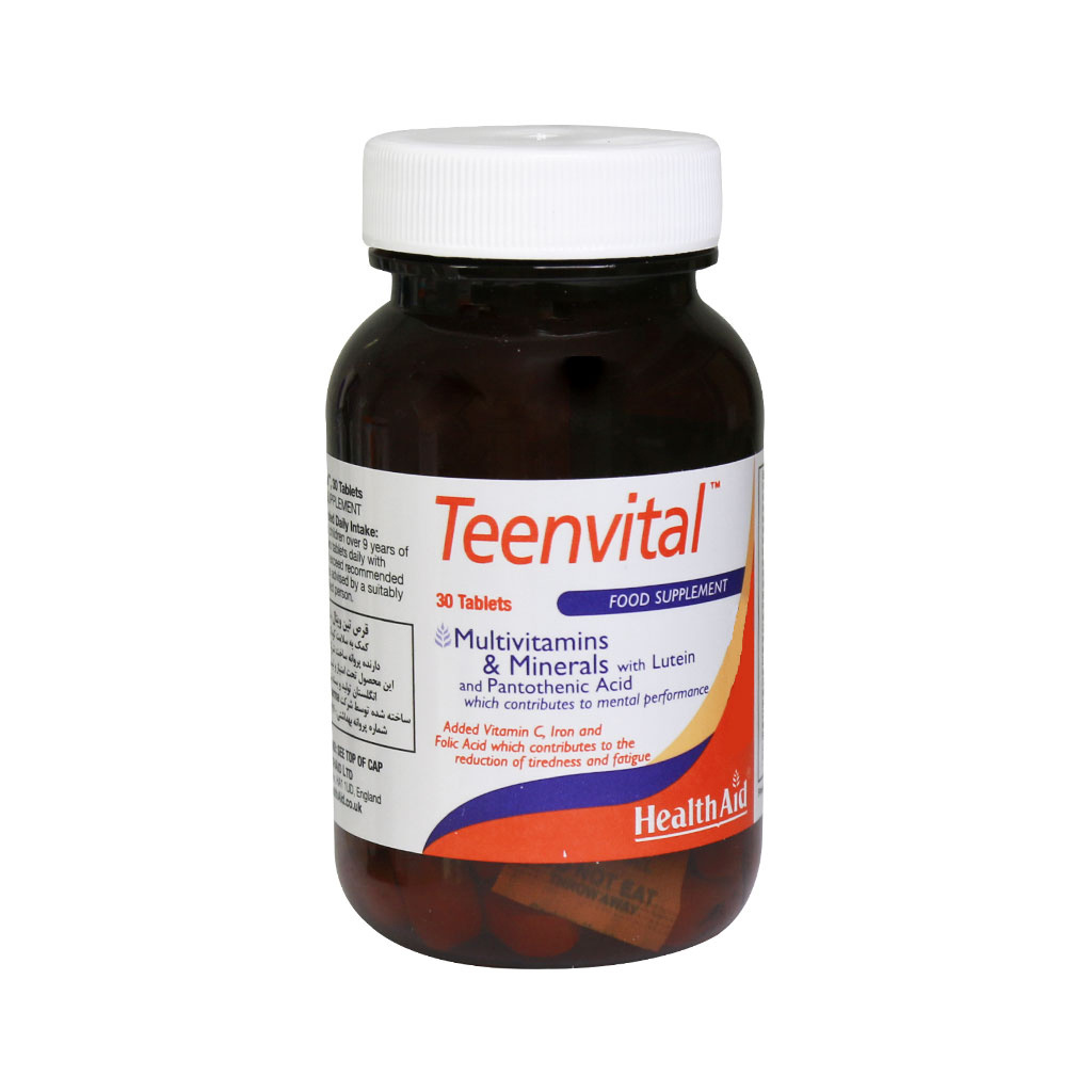 قرص مولتی ویتامین مینرال Teenvital بسته 30 عددی Health Aid Teenvital 30 Tabs