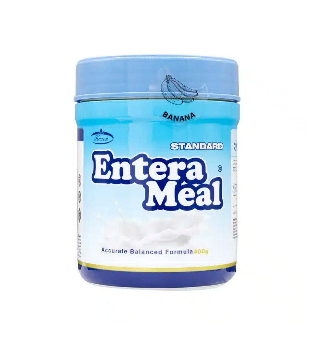 پودر Entera Meal با طعم موز وزن 400 گرمی قوطی فلزی Karen Banana Entera Meal Powder 400g