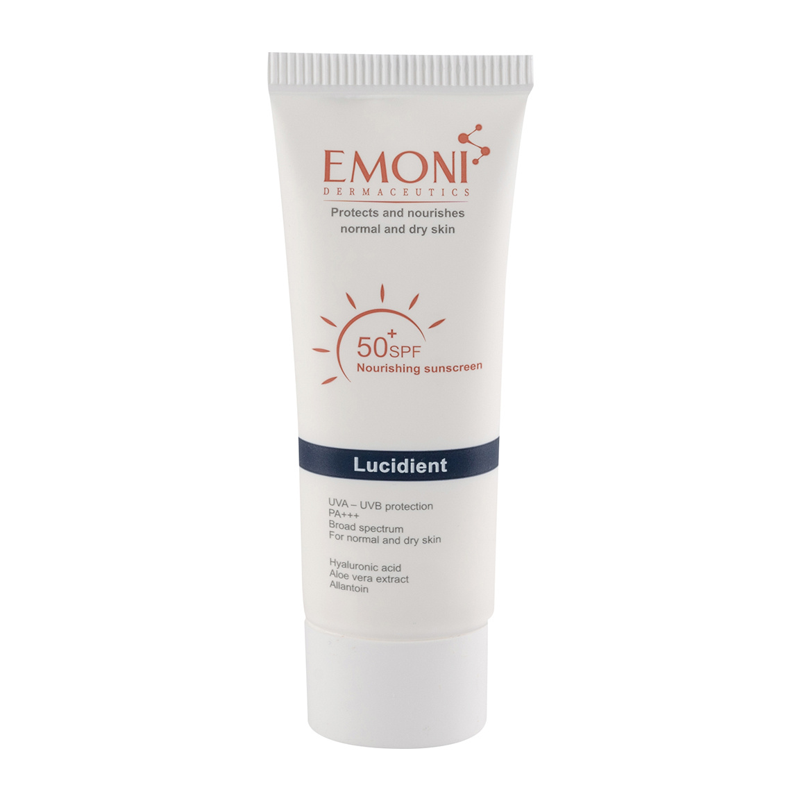 کرم ضد آفتاب بی رنگ  با SPF50 مناسب پوست نرمال تا خشک حجم 50 میلی لیتر Emoni Sunscreen Cream SPF50 For Normal And Dry Skin 50ml