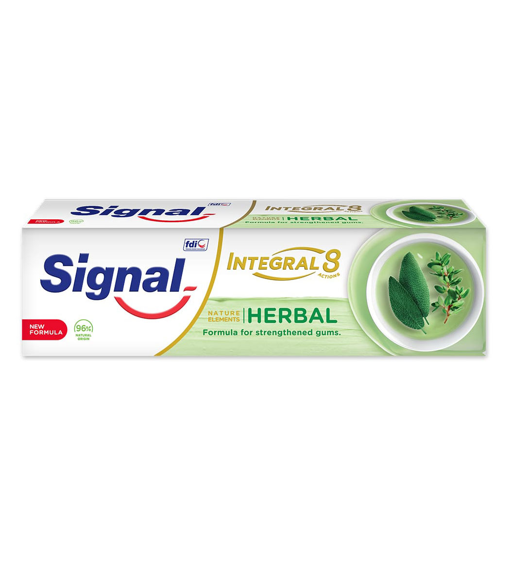 خمیر دندان اینتگرال 8 کاره روغن مریم گلی و آویشن 75 میلی لیتر Signal Integral 8 Herbal Toothpaste 75ml
