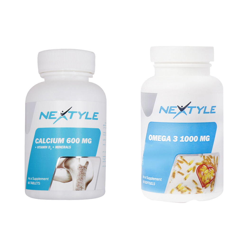 پک دو عددی قرص کلسیم و سافت ژل امگا 3 بسته 60 عددی Nextyle Calcium And Omega 3 60 Tabs