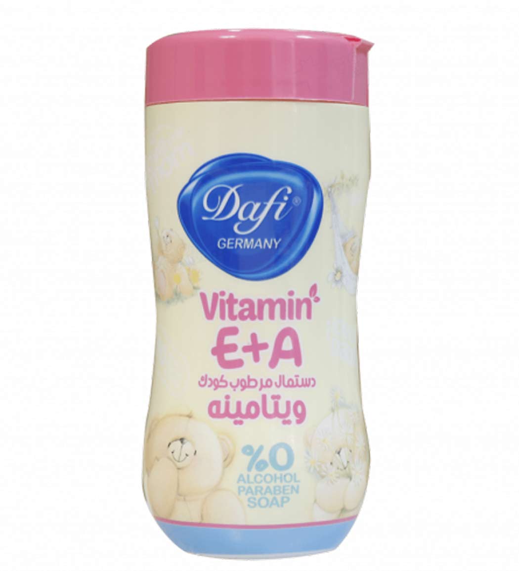 دستمال مرطوب کودک ویتامینه آ و ای 70 عددی dafi baby wipes with vitamin A & E