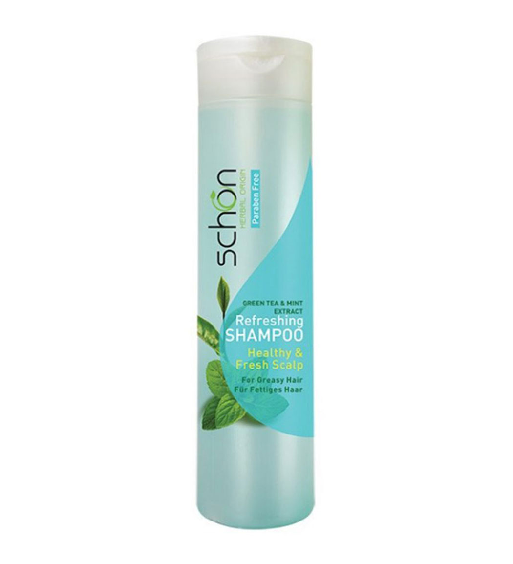 شامپو طراوت بخش چای سبز و نعناع 250 میلی لیتر schon green tea and mint shampoo