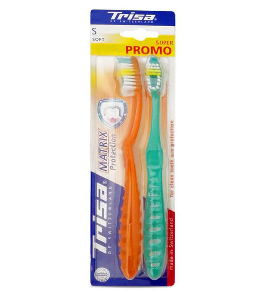 مسواک ماتریکس پروتکشن نرم دو تایی ارسال با رنگ رندوم Trisa Matrix Protection Soft Toothbrush
